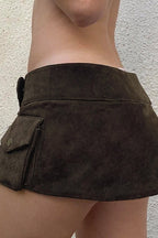 Vintage Low Waist Studded Mini Skirt