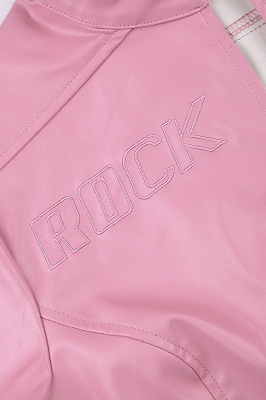 Pink Biker Style Bomber Coat