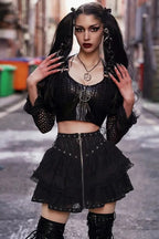 Halloween Gothic Punk High Waist Zipper Mini Skirt
