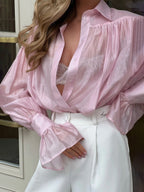 Satin Balloon Sleeve Blouse