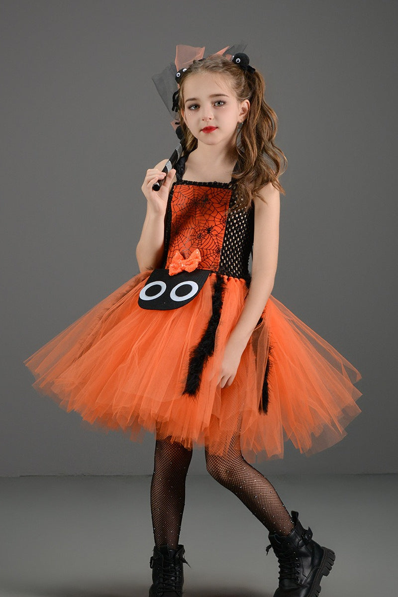 Spider Web Witch Dress Kid Halloween Costume