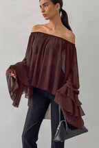 Loose Fit Vintage Off-Shoulder Knit Top