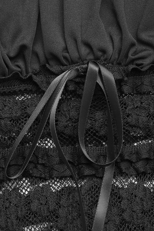 Solid Lace Strap Slim Fit Knit Top