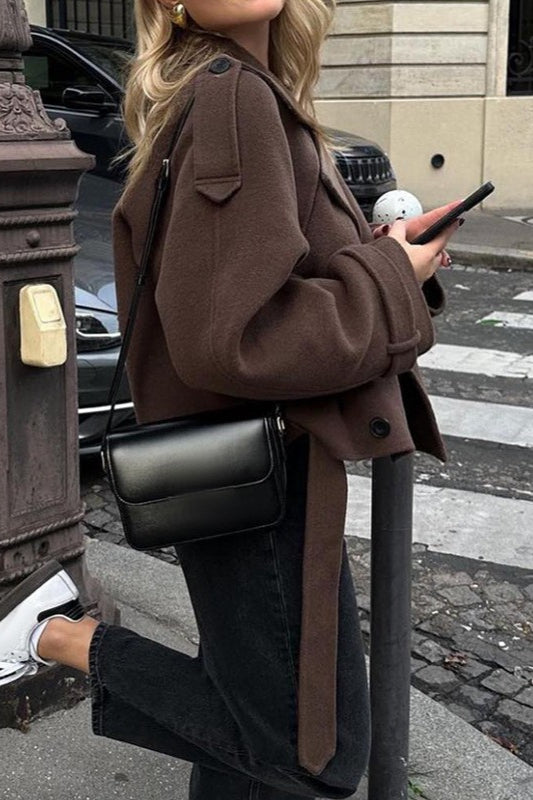 Wide Lapel Wool Blend Coat