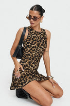 Leopard Print Sleeveless Mini Dress