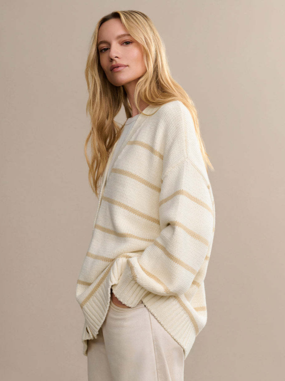 Striped Loose Knit Cardigan