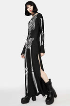 Halloween Skull Print Sexy Bodycon Maxi Dress