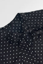 Polka Dot Tie Neck Flare Sleeve Blouse