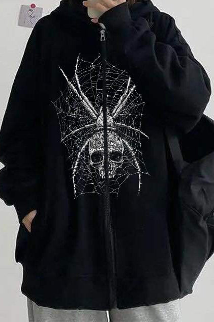 Gothic Skeleton Zip Up Hoodie