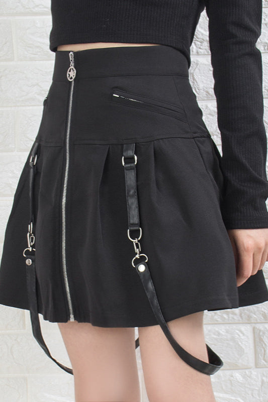 Gothic Stitch Detail Accordion Skirt