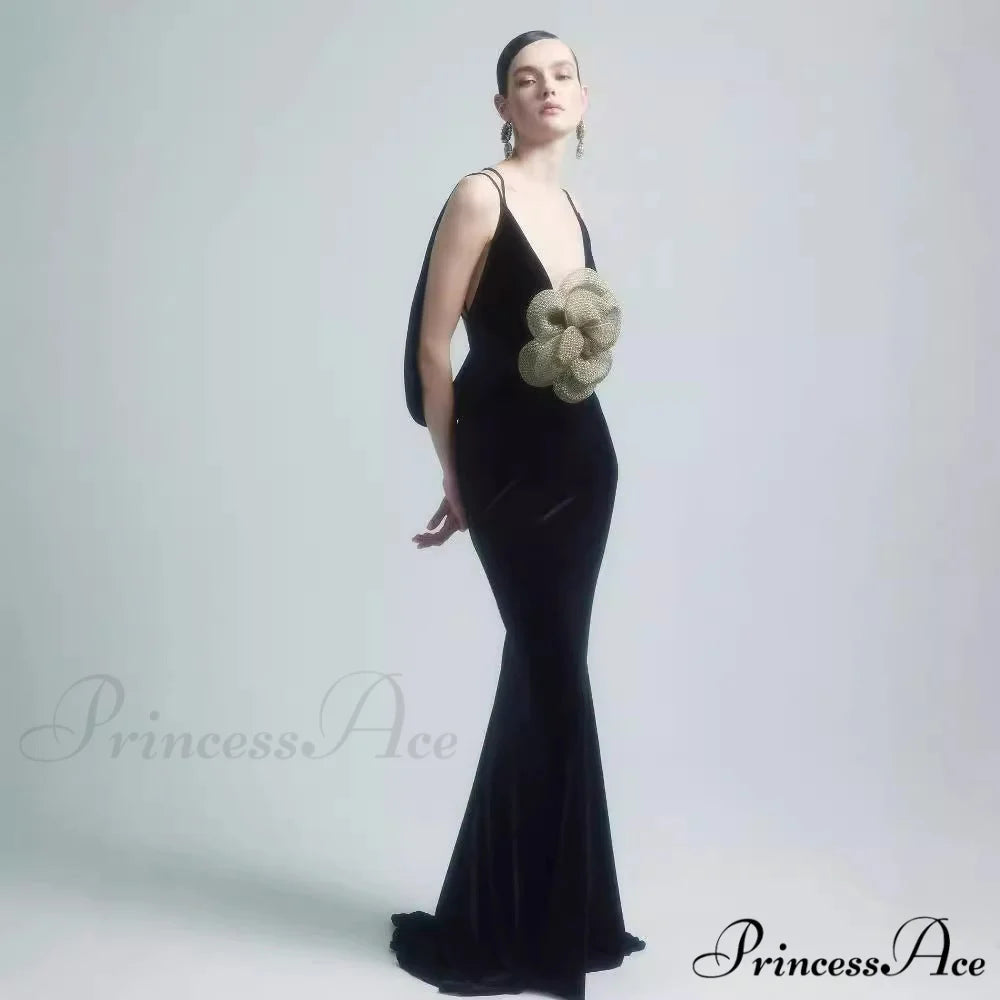 3D Blooming Open-Backed Silk Prom Dress