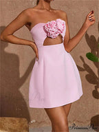 3D Blossom Cutout Mini Dress