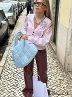 3D Blossom Joining V Neck Rose Blouse