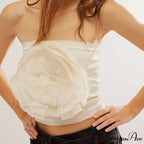 3D Blossom Strapless Mesh Bandeau Crop Top Summer Streetwear