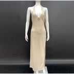 3D Blossom V-neck Open-Back Lace-Up Maxi Floral Gown