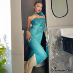 3D Floral Choker Detail Strapless Classic Bodycon Party Midi Dress - Black