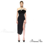 3D Flower Halter Bodycon Party Dress