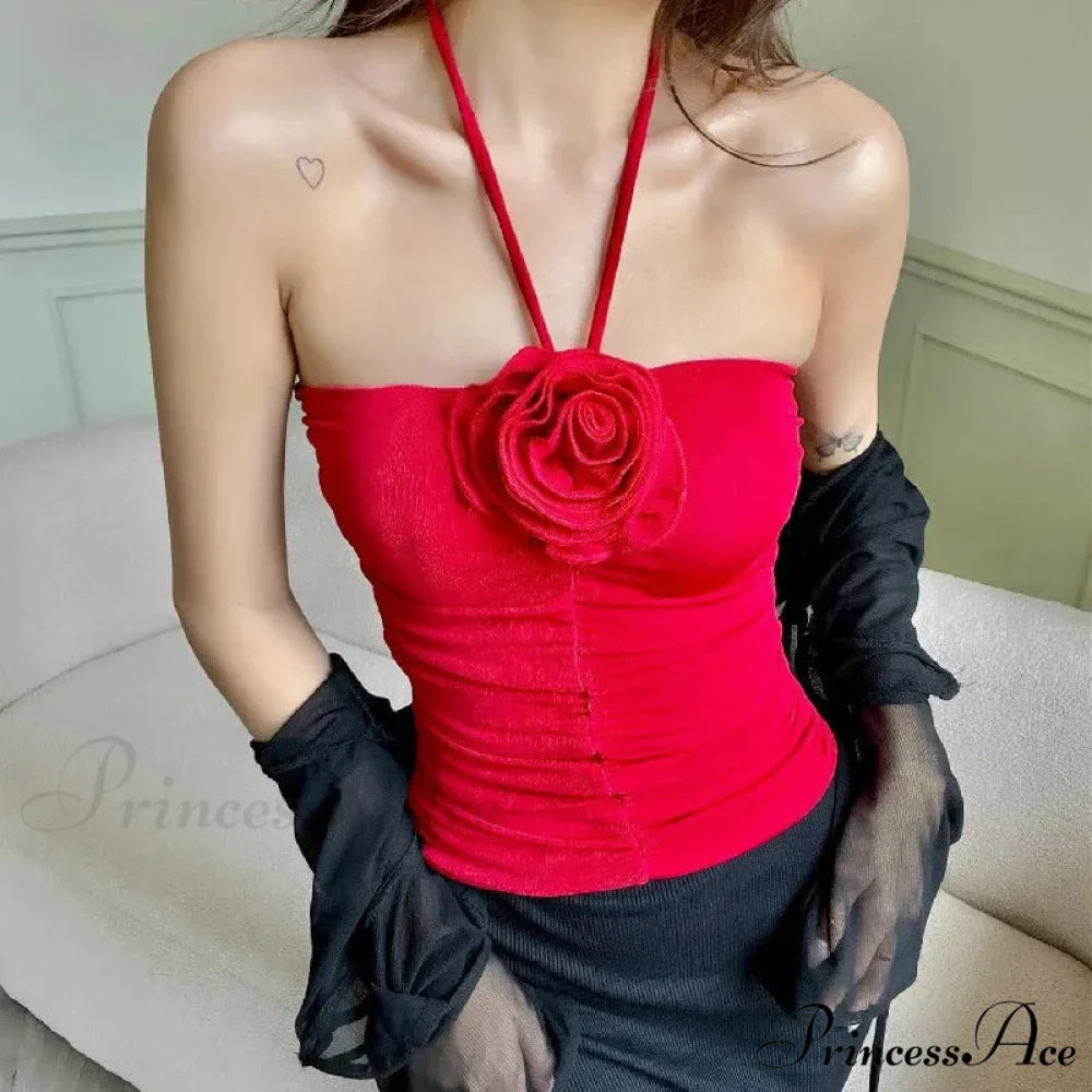 3D Flower Halter Crop Top