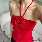 3D Flower Halter Crop Top