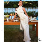 3D Flowers Lace Up Halter Party Dress