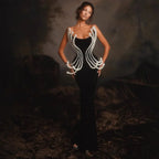 3D Shiny Strapless Bandage Prom Dress