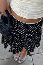 Contrast Polka Dot Fishtail Skirt