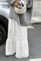 Lace Trim High Waist Maxi Skirt