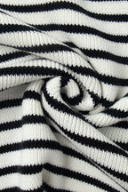 Striped Polo Neck Loose Fit Knit Sweater