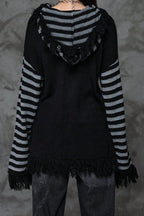 Y2K Skull Striped Knit Hoodie