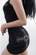 Sleeveless Sparkle Gothic Mini Dress