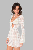 Sun Protection Hollow Tie Boho Dress