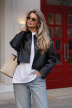 Black Cropped Street Moto Coat
