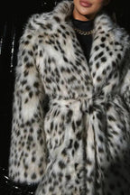 Leopard Print Faux Fur Long Coat