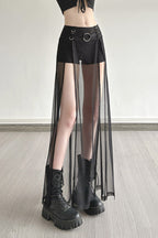 Low Rise Mesh Buckle Skirt