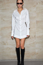 Collared A-Line Shirt Mini Dress