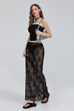 Halloween Sexy Sheer Lace Bodycon Maxi Skirt
