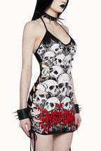 Sexy Cutout Backless Skull Print Mini Dress