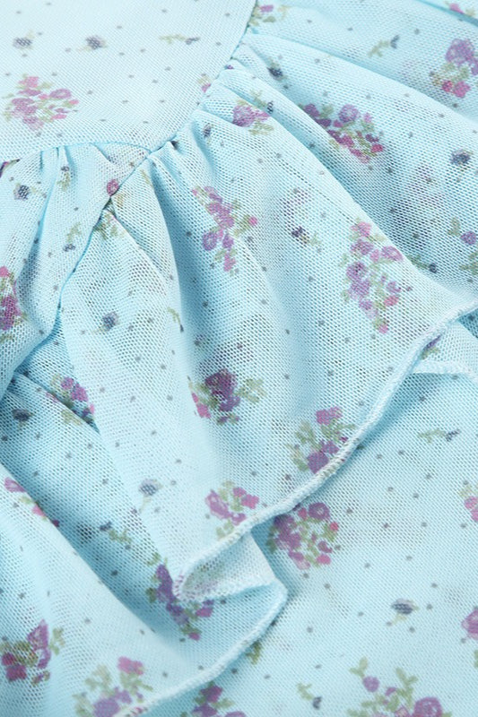 Floral Mesh Low-Waist Asymmetrical Skirt