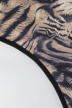 Zebra Print Mock Neck Bodysuit Knit Top