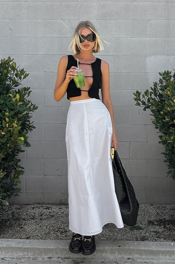 French Style High Waist Straight Midi Skirt