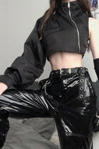 Trendy Cropped High Neck Hoodie