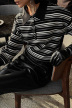 Colorblock Striped Polo Knit Sweater
