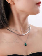 3pcs Rhinestone Water-drop Charm Necklace