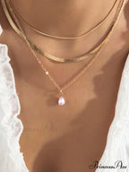 3pcs Rhinestone Water-drop Charm Necklace