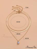 3pcs Rhinestone Water-drop Charm Necklace