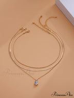 3pcs Rhinestone Water-drop Charm Necklace