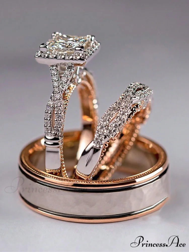 3pcs/set Cubic Zirconia Decor Ring