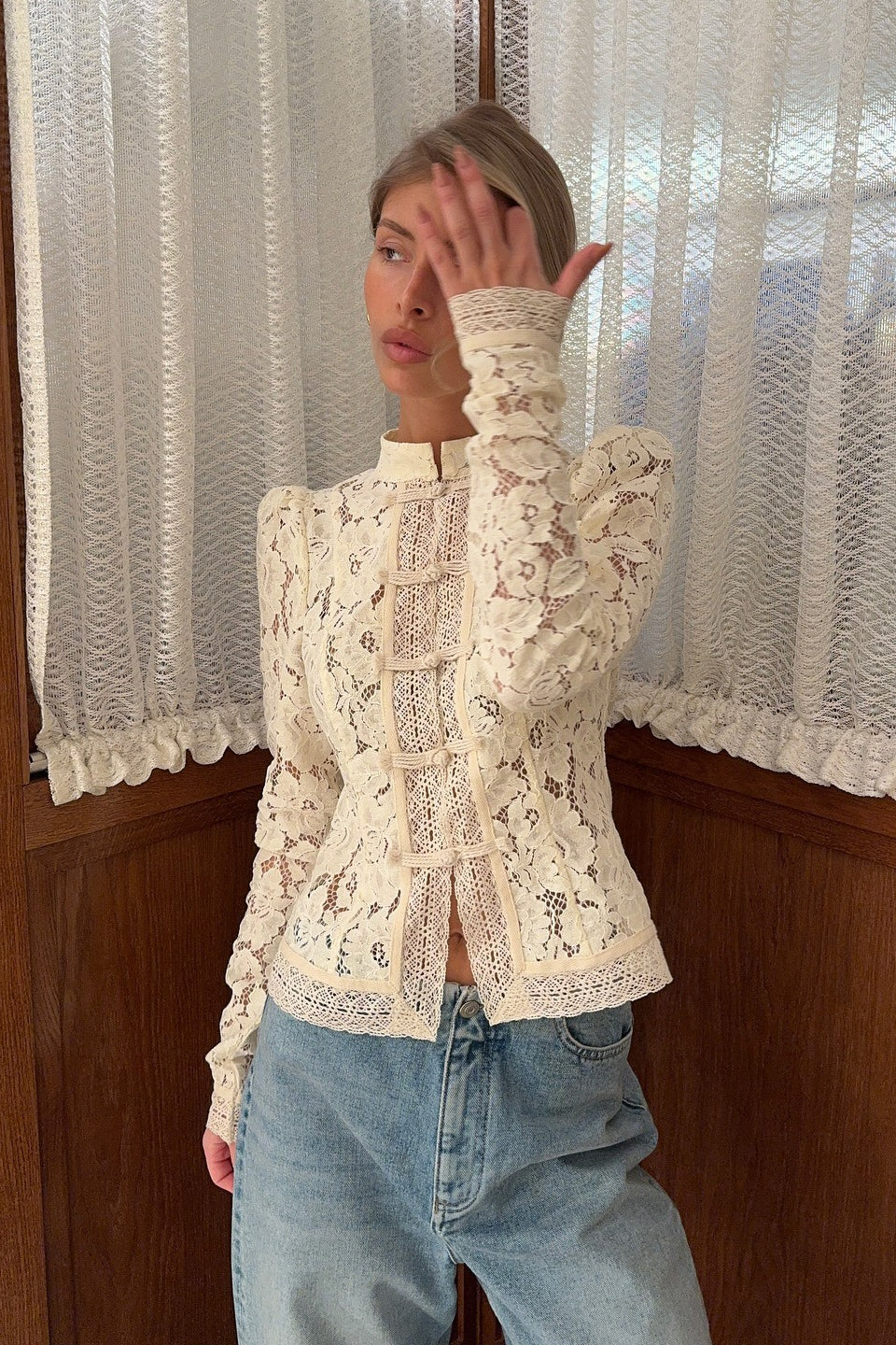 Vintage Lace Button Blouse