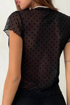 Polka Dot Loose Fit Short Sleeve Crop Top