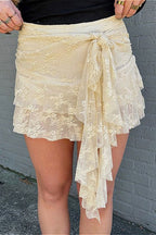 Vintage Lace Low Waist A-Line Skirt
